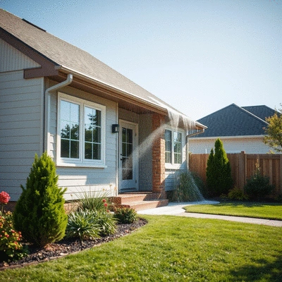User soft washing a home's exterior