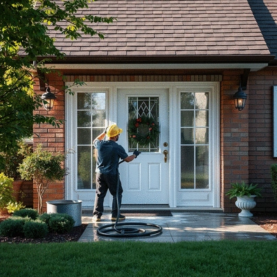 Professional house washing service in action