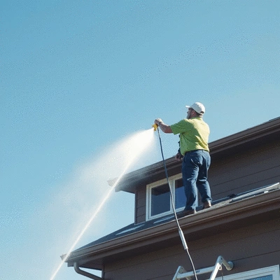 Professional house washing service in action