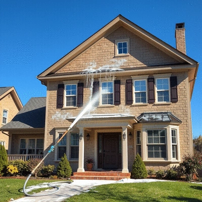 House exterior being cleaned