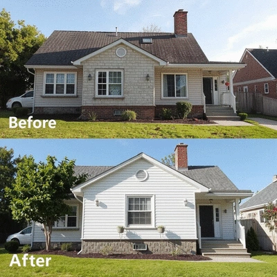 Before and after house washing service
